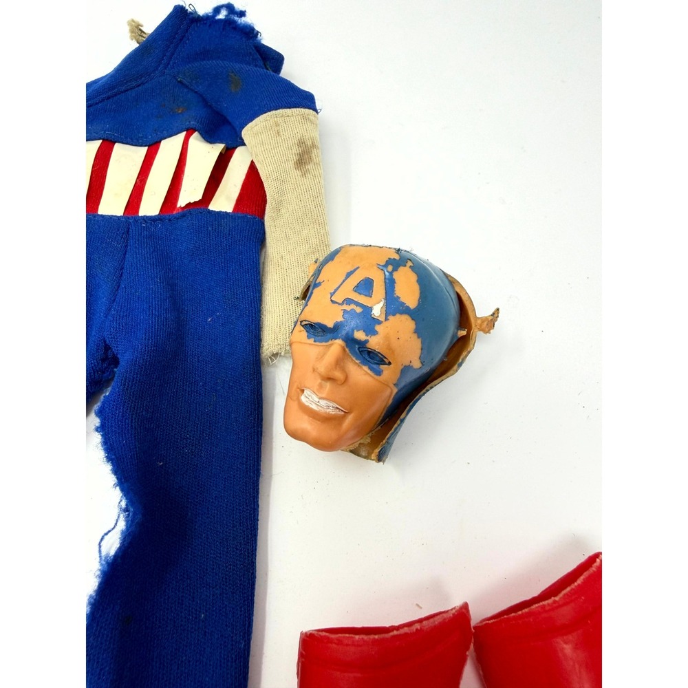Vintage 1966 Ideal Captain Action Captain America Outfit Boots Mask Parts Set - Picture 4 of 7